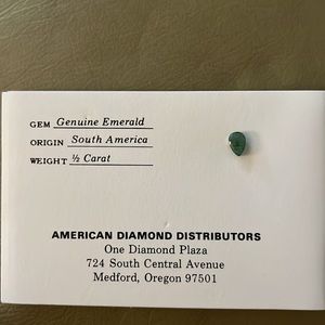 NWT! Genuine 1/2 Carat South American Emerald! This is an unset stone.